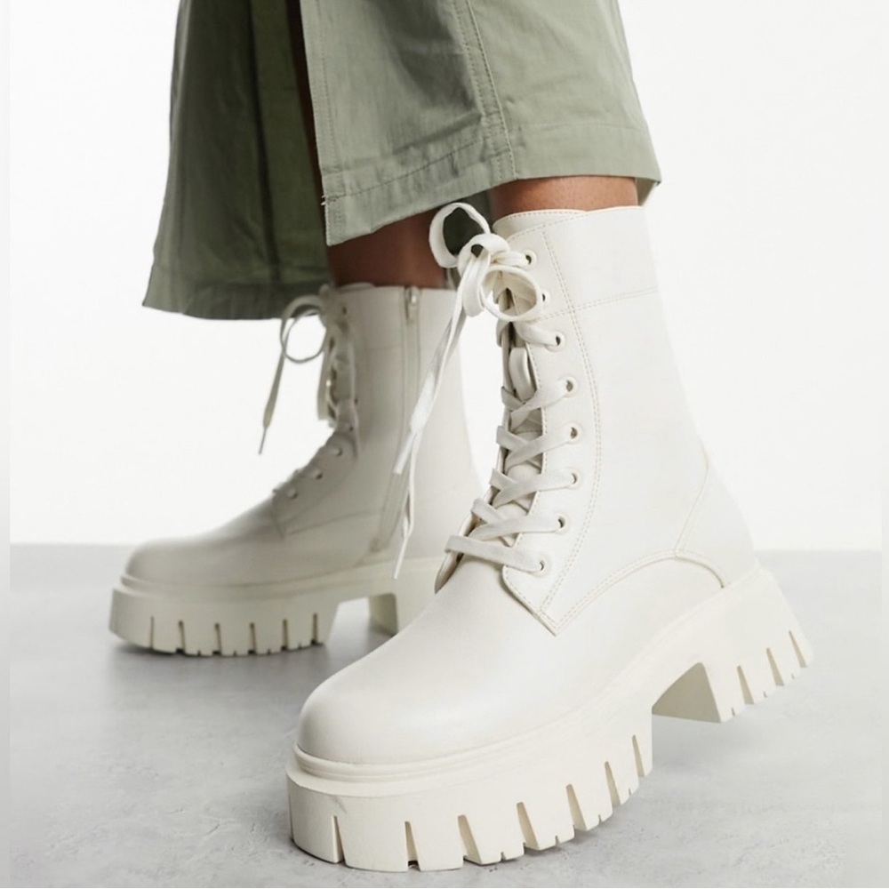 White combat boots
